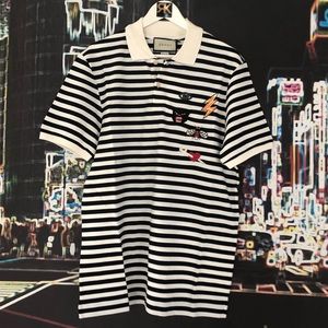 Gucci Embroidered Striped Polo